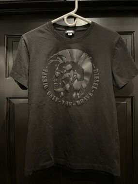 Diesel Black Short-Sleeve 'Only The Brave' Embossed Logo Tee